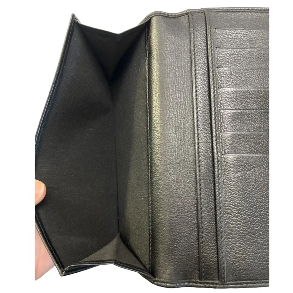 CHANEL Black Leather Camellia Wallet